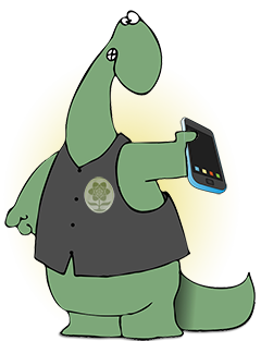 Dino with a tablet